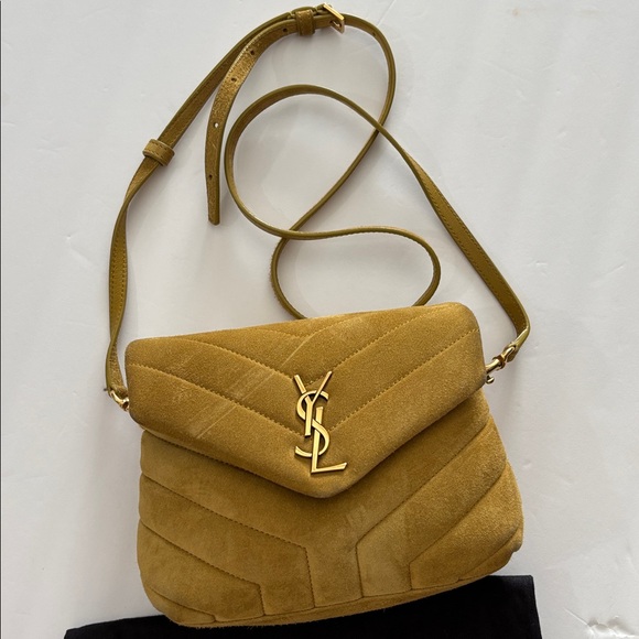 Yves Saint Laurent Mustard Suede Crossbody Bag - Picture 3 of 16